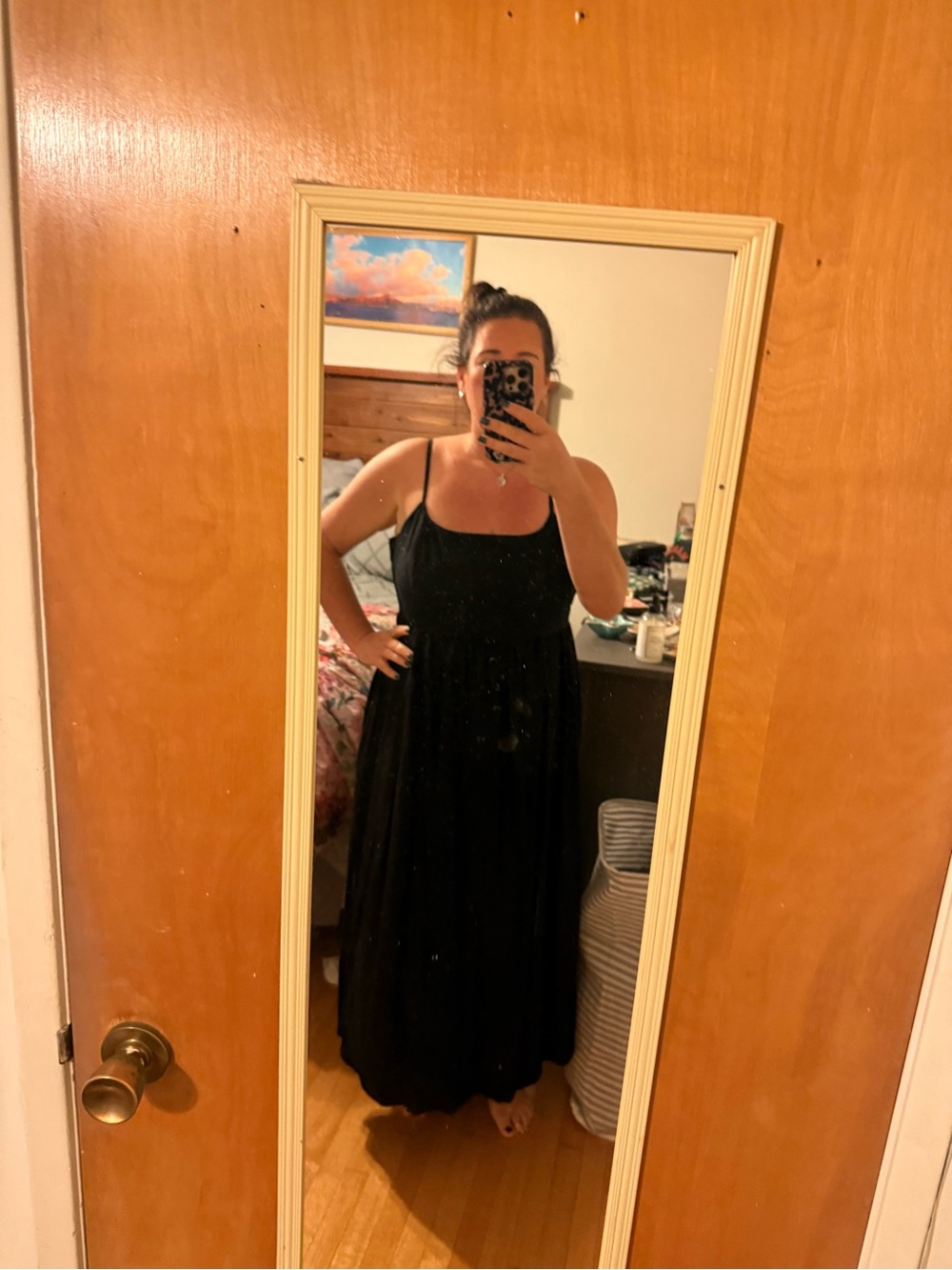 a new day Black Maxi Dress with Spaghetti Straps